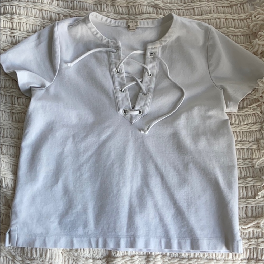 White tie up shirt